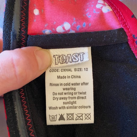 TOAST Retro Floral Block Print Halter Bikini Size M/L - Picture 5 of 11